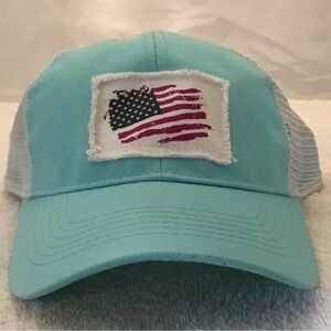 Rural King Headwear Women's American Flag Aqua SnapBack Adjustable Ball Cap